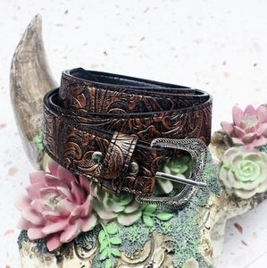 Tooled Faux Leather Belt